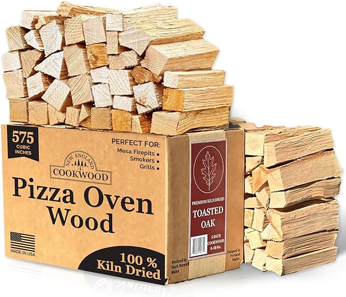 Toasted Oak 5 Inch Universal Cooking Firewood - 8 lbs. ~575cuin Premium Kiln Dried Cooking Wood for Grills, Smokers and Ooni, Solo, Bertello Pizza Ovens (Red and White Oak Hardwood)