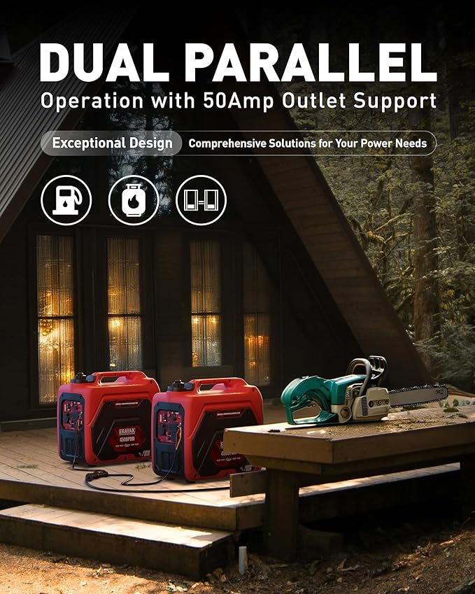 ERAYAK 4500W Dual-Fuel Portable Inverter Generator for Home Use, Camping Outdoor, 30A RV Ready, Auto Switch, Gas and Propane Powered, EPA, CO Sensor, Parallel Ready, Campact Design