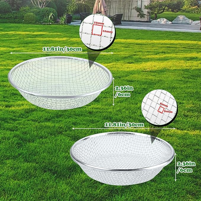 2Pcs Soil, Sand, and Compost Sifter for Gardening – Sieve for Rocks, Dirt, and Organic Material – Fits 5-Gallon Buckets(1/4In&3/8In Mesh)