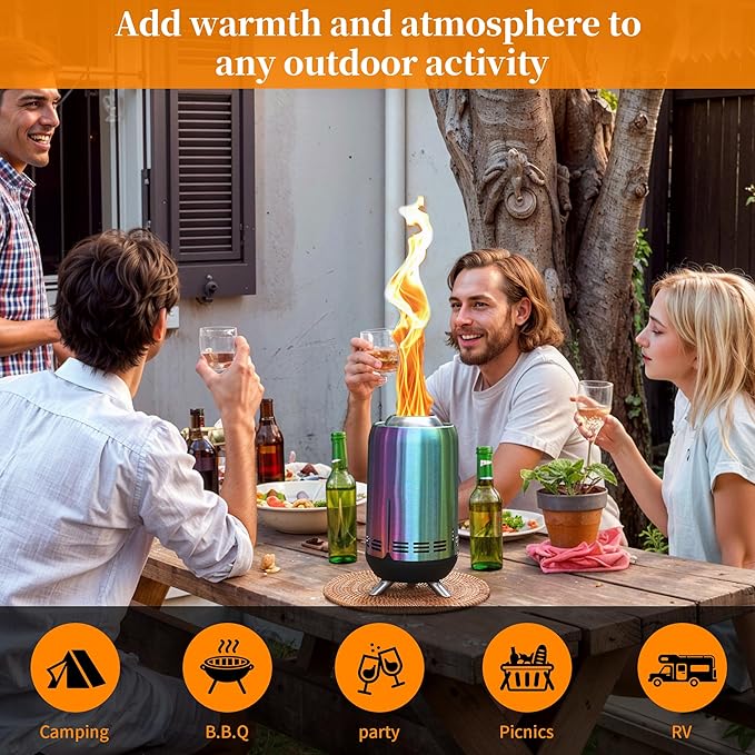 XL Portable Table Top Fire Pit, 12" Tabletop Smokeless Fire Pit, Low Smoke Burning Outdoor Stove Firepit Fueled by Pellets or Wood, for Urban & Suburbs, with Travel Bag,30.6x16.3cm