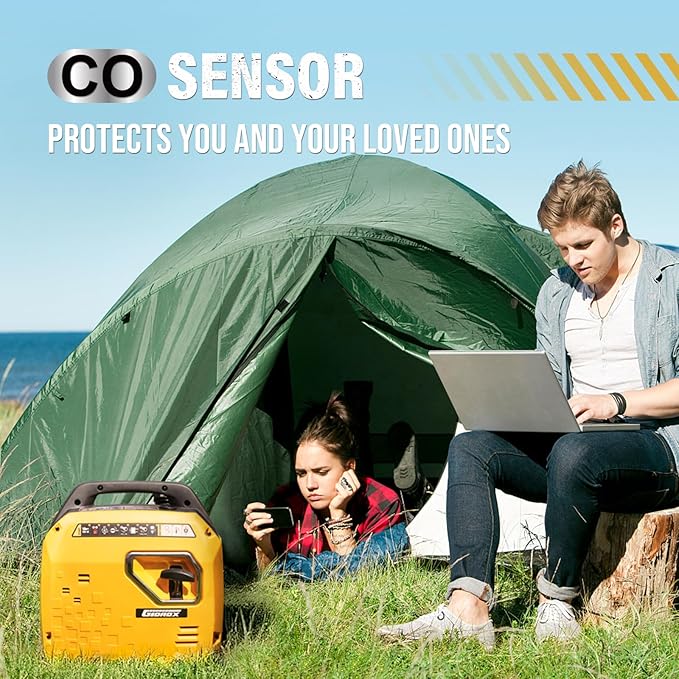 2500W Portable Inverter Generator, Super Quiet Gas Powered, EPA Compliant, RV Ready, CO Sensor, Parallel Capable, Clean Power for Camping or Party