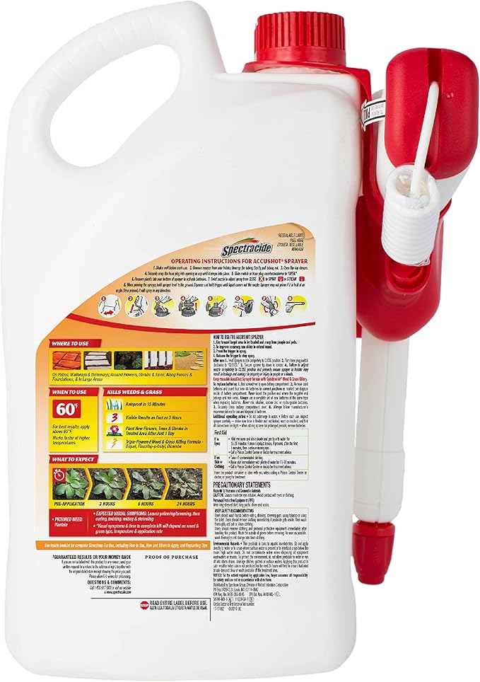 Spectracide Weed And Grass Killer 1 Gallon, With AccuShot Continuous Power Sprayer, 4 Pack