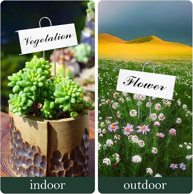 30 Pack Metal Plant Labels - 10 Pack White, 10 Pack Black, 10 Pack Silver for Outdoor Garden Waterproof Plant Markers,Labels Garden Markers for Seedlings Herbs Greenhouse with White& Black Pen