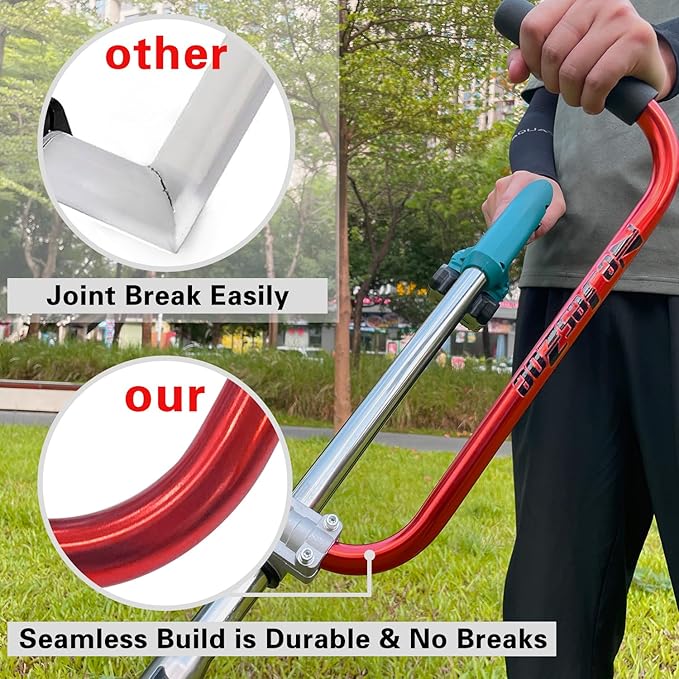 Ergonomic Trimmer Handle Grip for Weed Wacker Extension Handle, Ergonomic String Trimmer Handle Lawn Trimmer Grips with Bracket Clamp for String Trimmer, Lawn Care, Landscaping (red)