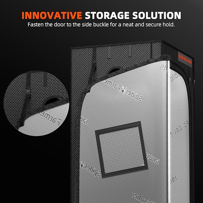 Spider Farmer 5x5 Grow Tent 2025 New, 60"x60"x80",1680D Thicken Mylar Canvas, with Hook for Controller and Power Strip, Enlarged View Window for Indoor Hydroponic Growing for SF7000, SE7000, G7000