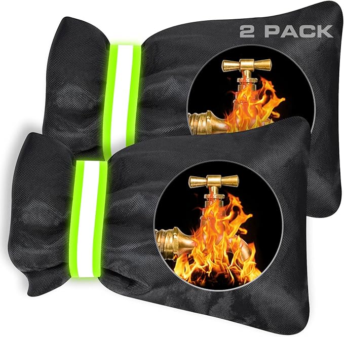 Outdoor Faucet Covers for Winter Freeze Protection - 2 Pack, Thickened Insulated Pipe Covers for Outside, Yard Maintenance Must Haves Waterproof Spigot Covers, 7.7" H x 5.9" W, Black๏ผReflective