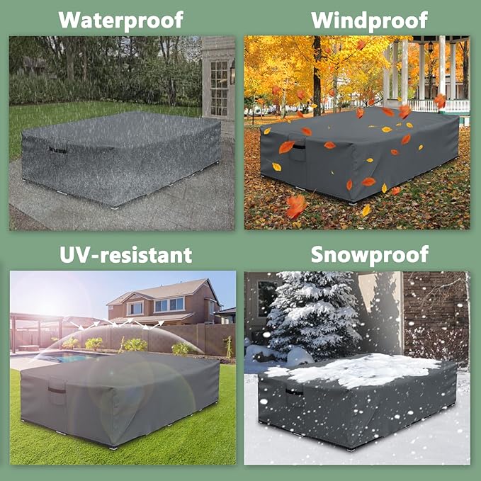 Outdoor Furniture cover Waterproof, Outdoor Sectional Cover, Rectangular Patio Covers for Outdoor Furniture Set, 110" L x 84" W x 29" H -Black