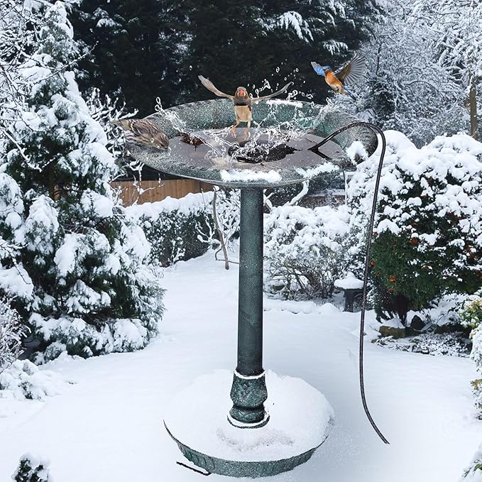1 Pack Upgrade Bird Bath Heater for Outdoors in Winter, Pond Deicer 60 Watts Birdbath Deicer Water Heater Thermostatically Controlled with Auto Shut off Function for Patio Lawn (Marble Black)