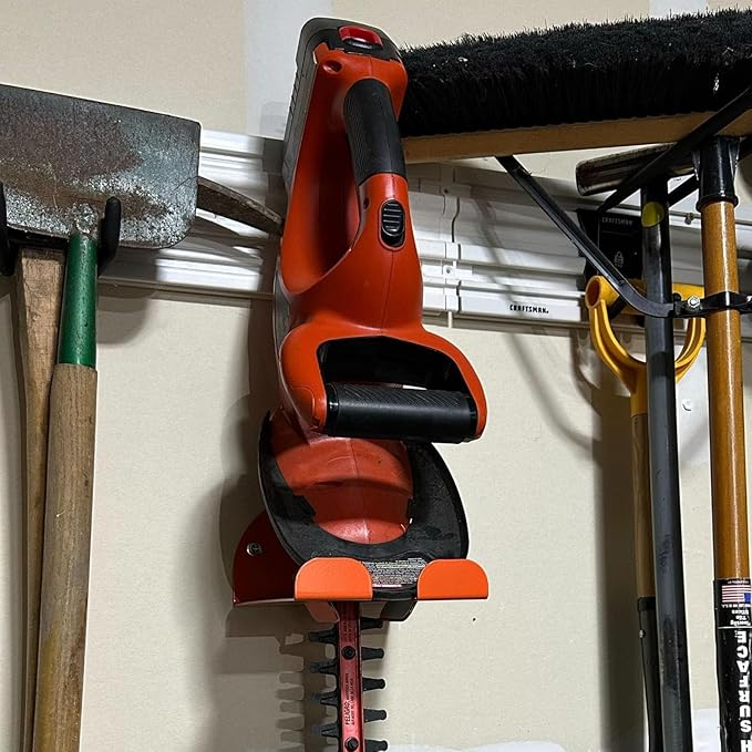 Upgraded Trimmer Rack Wall Mount - 8" Heavy Duty Weed Eater Hanger for Garage Wall Bracket, Garden Power Tool Holder Organizer Hooks for Grass Trimmer, Hedge Trimmer, Leaf Blower and Chainsaw, 2 Pack