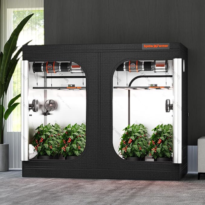Spider Farmer 8x4 Grow Tent Pro-Grade, 96"x48"x80", with Observation Window and Floor Tray, 1680D Thicken Mylar Canvas, 8x4x6.6 for Indoor Hydroponic Growing for SF4000, SE5000, G5000