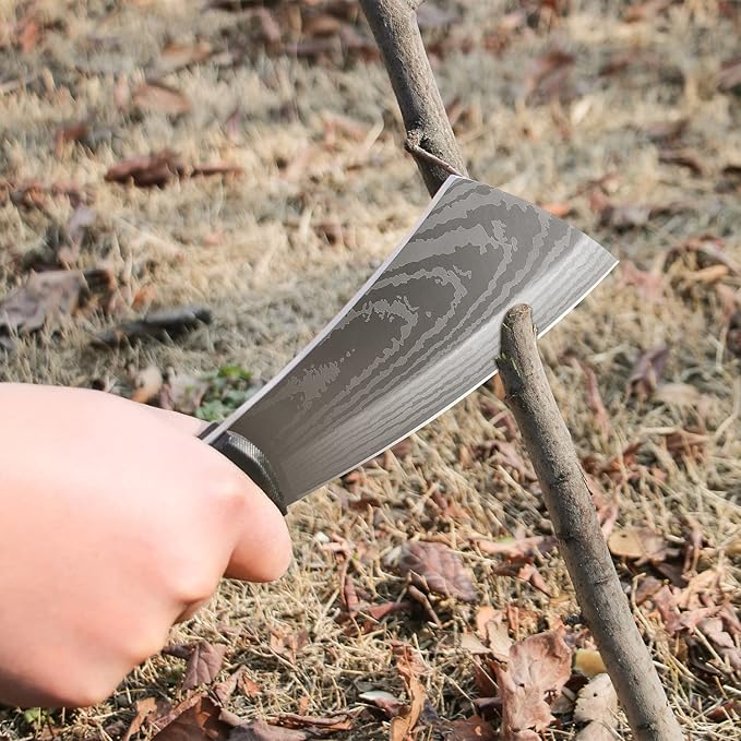 11 Inch Hatchet with Sheath, Small Compact Machete Axes, Fixed Blade Full Tang Camping Tactical Knife for Woodworking, Garden Machete Axe with Sheath for Bushcraft Yards Bushes Wood, A4SL