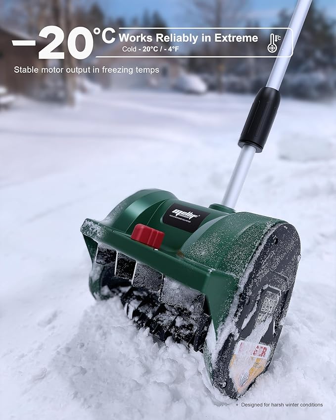 Mellif Cordless Snow Shovel, 12-Inch Brushless Snow Blower Compatible with DeWalt 20V MAX Battery, Includes 4.0Ah Battery & Charger Kit, Lightweight with Adjustable Chute (Green for Makita)