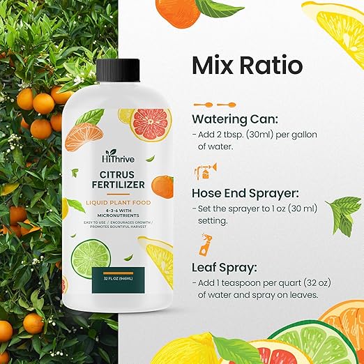 32oz Citrus Fertilizer - Makes 32 Gallons of 2-in-1 Citrus Tree Fertilizer for Lemon Trees Live Plants & More, 4-3-6 NPK Tree Food with Macronutrients + Micronutrients for Growth and Juicy Fruits