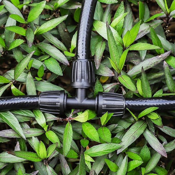 Bonviee 6 Pack 1/2 Inch Drip Irrigation Tee Connectors, Barbed Lock Fittings for 1/2β Tubing, Leak-Proof 3-Way Coupler for Garden Hose, Drip System Repair & Extension