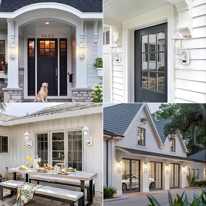 Lamomo Motion Sensor Outdoor Lights, Upgrade Dusk to Dawn White Outdoor Light Fixtures Wall Mounted, 100% Anti-Rust Aluminum Waterproof Porch Lights for Patio Front Door Garage