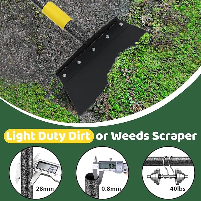 Separate Manual Weeder,Detachable Garden Flat Shovel Scraper, 2 Spades,60 Inch Long Multifunctional Garden Cleaning Shovel, Heavy Duty Floor Scraper,Metal Weeding Scraper for Edging, Snow Ice Removal