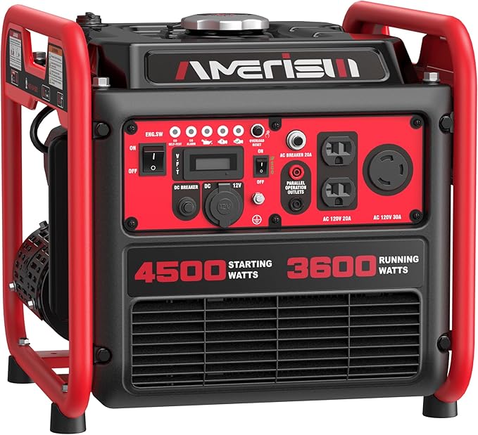 4500W Gas-Powered Inverter Generator, CO-Sensor, Lightweight, Quiet EPA Compliant for Home, Emergency Backup, Camping, Tailgating, 2025 Version