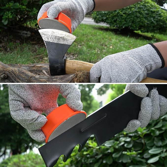 SHARPAL 216N Dual-Grit Diamond Sharpening Stone – Extra Coarse 220 / Fine 600 Grit Knife & Garden Tool Sharpener for Lawn Mower Blades, Axes, Hatchets, Machetes, Hedge Shears, Chisels & More