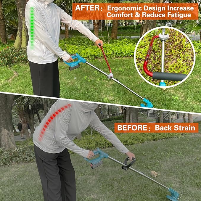 Ergonomic Trimmer Handle Grip for Weed Wacker Extension Handle, Ergonomic String Trimmer Handle Lawn Trimmer Grips with Bracket Clamp for String Trimmer, Lawn Care, Landscaping (red)