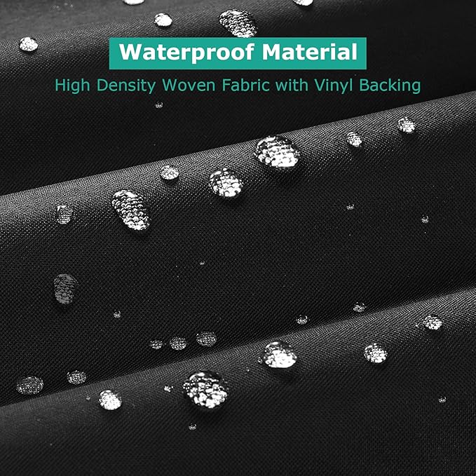 SunPatio Round Fire Pit Cover 32 inch, Heavy Duty Waterproof Patio Fire Bowl Cover with Adjustable Drawstring and Handles, UV & Rip & Fade Resistant, 32" Dia x 14"H, Black