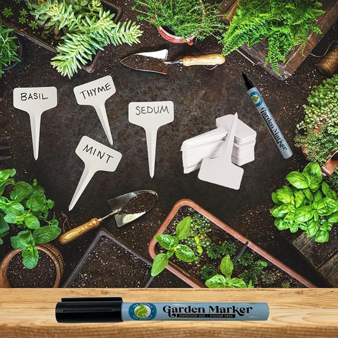 100 T-Type Plastic Plant Labels (Garden Markers Waterproof Signs for Outdoor Plant Tags Plant Markers Supplies (NO Pen) Plant T-Type Tags Indoor Herb Nursery Garden Labels