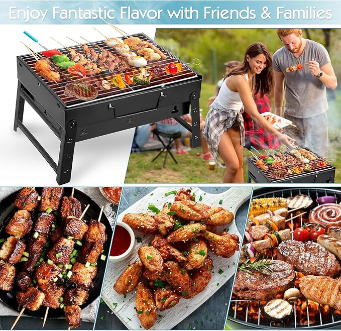 Uten Charcoal Grill, BBQ Grill Folding Portable Lightweight smoker Grill (Medium)