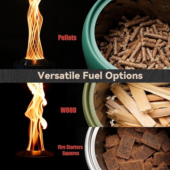 ONLYFIRE OUTDOOR LIVING Tabletop Fire Pit Burning Woods/Pellets, Portable Small Fireplace with Storage Bag for Camping Tailgating RV Patio Backyard, Smokeless Camping Stove 9.5", FP055 Black