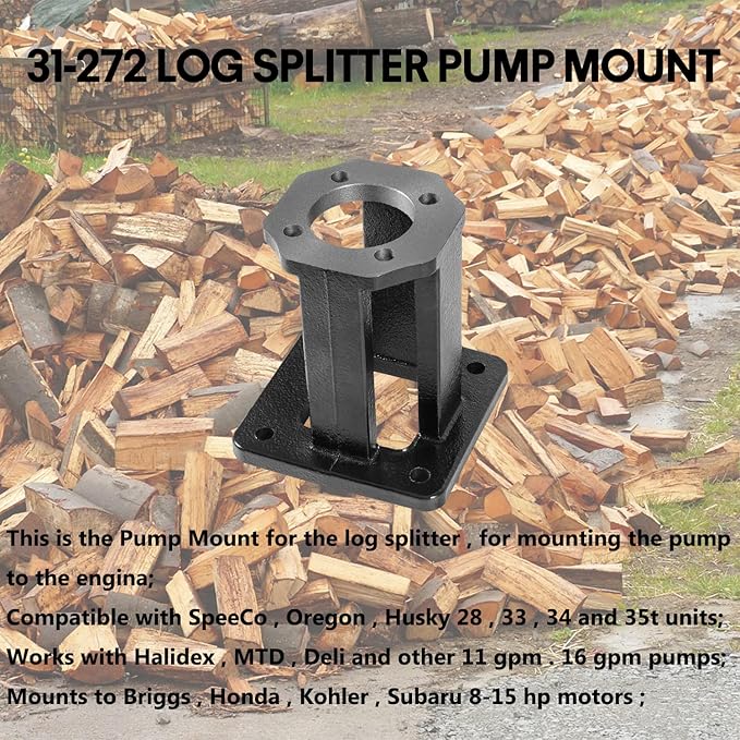 31-272 Log Splitter Pump Bracket for 8hp-15hp Hydraulic Log Splitter, Suitable for SpeeCo, Splitmaster, Oregon, Husky 28, 33, 34 and 35t Units