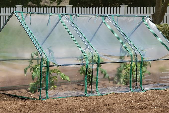Miracle-Gro Mini Greenhouse 3’ x 8’ x 3’ with Clear PVC Cover, Zippered Access Panels, and Durable Steel Frame for Seed Starting, Translucent