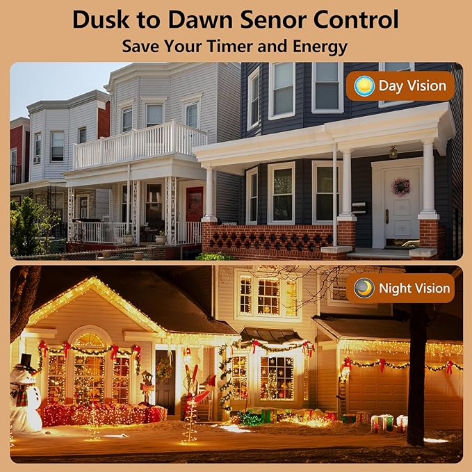 TiFFCOFiO Outdoor Timer Waterproof, Remote Control Dusk to Dawn Sensor Countdown, 100 ft Range, 2 Grouded Electrical Outlets for Home and Garden, 15A 1/2HP, Heavy Duty, ETL Listed (1 Pack)