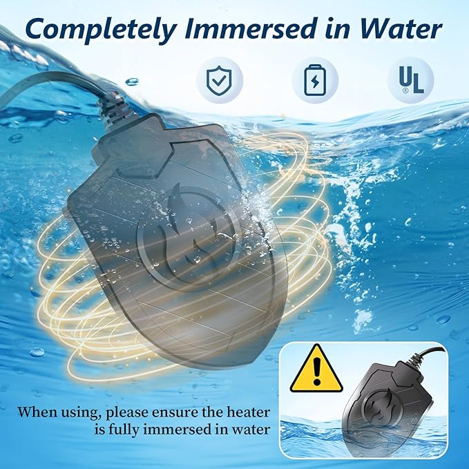 Bird Bath Heater for Outdoors in Winter, 100W Birdbath Water Heater Submersible for Winter Full-Covered Aluminum, Heated Bird Bath Deicer Thermostatic Control for Yard Patio Small Pond(Black)