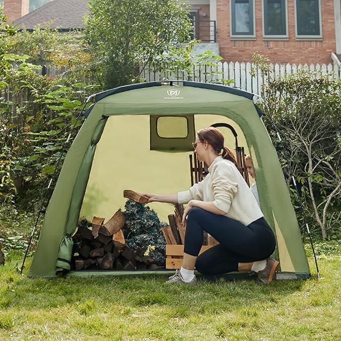 EVER ADVANCED Bike Storage Tent, Portable Bike Shed for 3 Bikes, Storage Sheds with PU4000 mm Water-Resistant for Bicycles, Motorcycles, Lawn Mower, Garden Tools, Lightweight Bike Tent, 6.6'x4'x5.4'