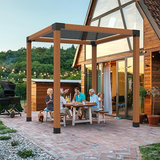 VEVOR Pergola Bracket Kit 6''x6''(Inner Size 5.6x5.6), 4pcs 3-Way Heavy Duty Corner Bracket Woodworks DIY Post Base Kit, Easy Installation Wooden Beams for Gazebos, Patio Pergolas, Log Cabin Outdoor