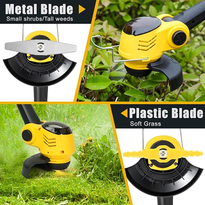 Cordless Weed Wacker Electric Grass Trimmer with 21v 4000mah Battery Powered Weed Trimmer Lightweight Lawn Edger Tool for Small and Medium Garden and Yard Lawn