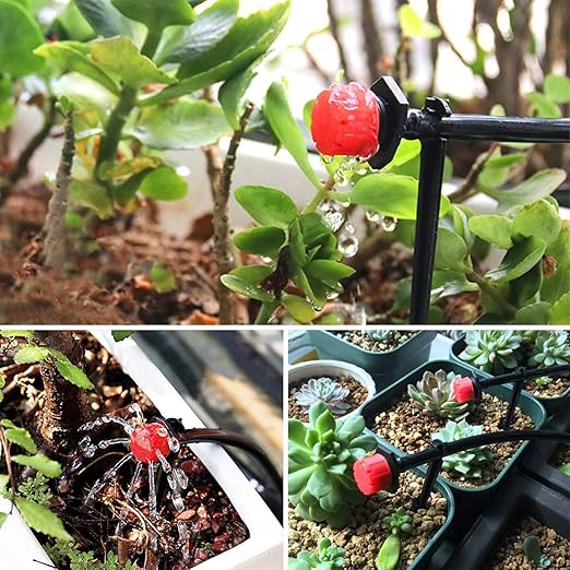 100 Pcs Adjustable Irrigation Drippers Sprinklers 1/4 Inch Emitter Dripper Micro Drip Irrigation Sprinklers for Watering System.