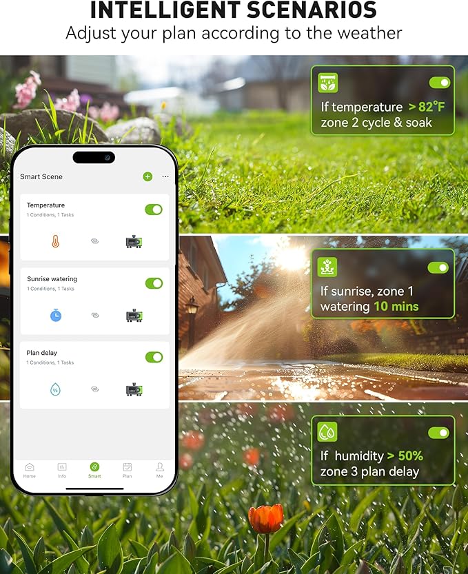 RAINPOINT WiFi Sprinkler Timer 4 Zone, Outdoor Smart Water Timer for Garden Hose with Brass Inlet, Custom Programs via APP/Voice Control for Automatic Watering System
