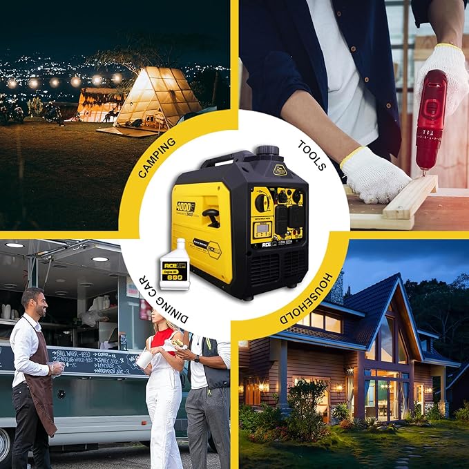 Aceup Energy 4000 Watt Portable Inverter Generator, Gas Powered Generator Quiet for Home, RV-Ready, EPA Compliant