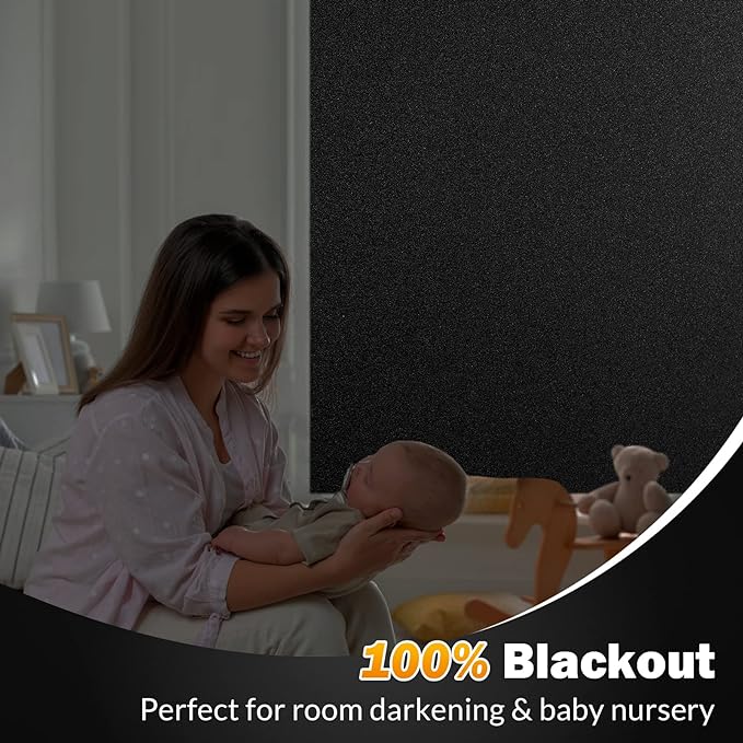 rabbitgoo Blackout Window Film, Sun Heat Blocking Privacy Cover for Glass, Removable Opaque Room Darkening Dark Black Out Window Covers Tint Shades for Home Day Sleep Light Blocker 11.8 x 157 Inches