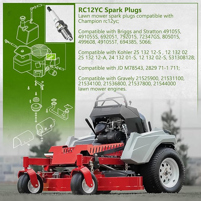 Replacement 692051 499608 Spark Plug for Briggs & Stratton Lawn Mower Models