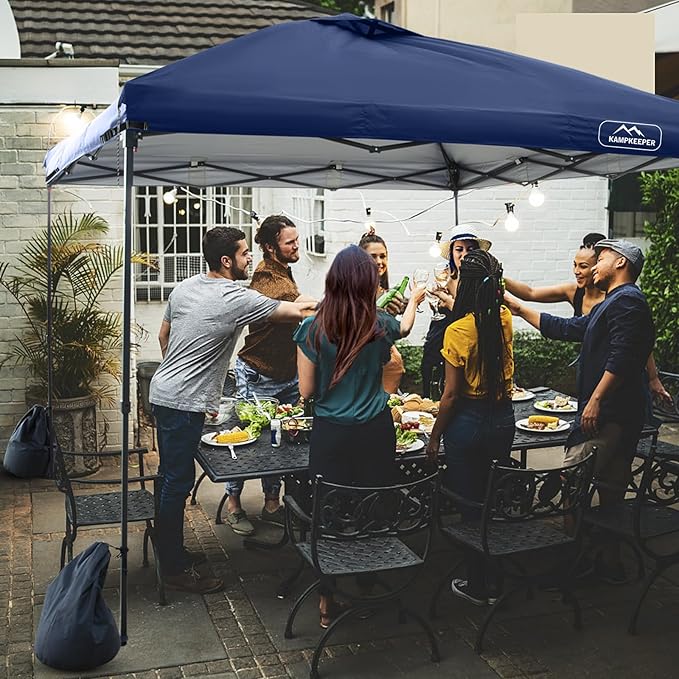 KAMPKEEPER Replacement Top Pop Up Canopy Tent Cover Roof with Air Vent and Adjustable Elastic Strap, Polyester UV Waterproof for Outdoor Garden Patio Sun Shade(Top Only) (Navy Blue, 10x10FT)