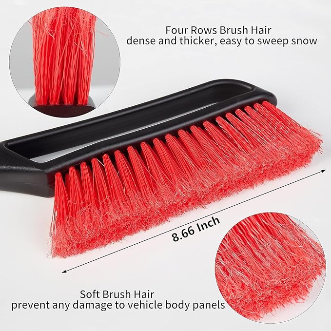 FOVAL 27" Ice Scraper Snow Brush (3 Pack), Wider Ice Scraper(4.73" Width) Snow Removal Car Brush with Comfortable Foam Grip for Cars, Trucks, SUVs, Windshield, Window - Winter Tool