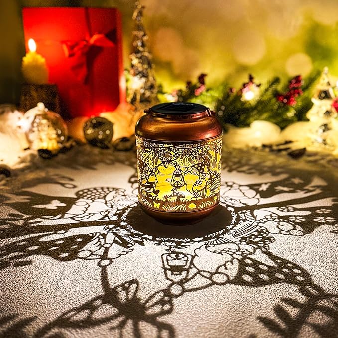 2 Pack Gnomes Solar Lanterns Outdoor Waterproof,Hanging Solar Lights Gnome Gifts for Women Metal LED Decorative Light for Yard,Patio,Lawn,Tabletop,Pathway,Landscape,Garden Gnomes Decor