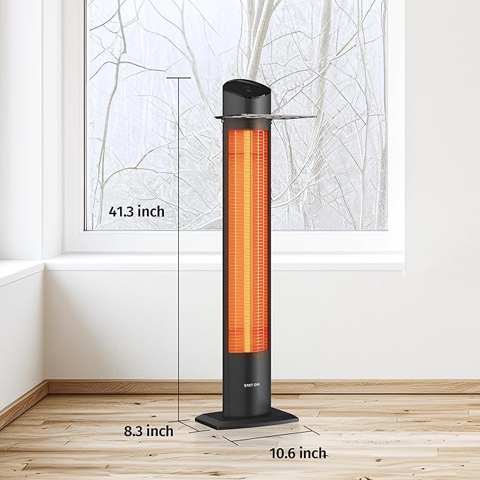 EAST OAK 24H Timer & 2 Heat Levels, 41in Patio Infrared Heater, IP55 Waterproof 1500W Garage Heater with Tip-over & Overheating Protection for Backyard, Garage, Porch, Balcony