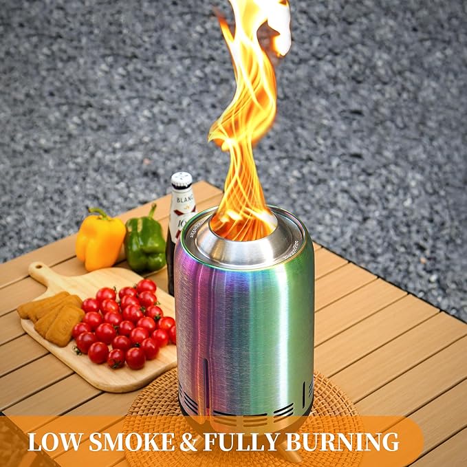 XL Portable Table Top Fire Pit, 12" Tabletop Smokeless Fire Pit, Low Smoke Burning Outdoor Stove Firepit Fueled by Pellets or Wood, for Urban & Suburbs, with Travel Bag,30.6x16.3cm