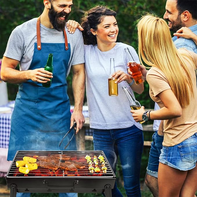 Uten Charcoal Grill, BBQ Grill Folding Portable Lightweight smoker Grill, Barbecue Grill Small desk Tabletop Outdoor Grill for Camping Picnics Garden Beach Party 17''x11.6''x 2.6''