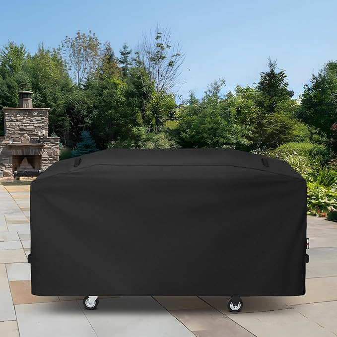 Unicook 75 Inch Griddle Cover for Blackstone 36 Inch Cooking Station with Hood, Large Flat Top Grill Cover with Sealed Seam, Heavy Duty Waterproof, Includes Support Pole