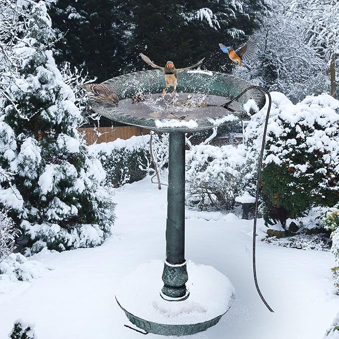 1 Pack Upgrade Bird Bath Heater for Outdoors in Winter, Pond Deicer 60 Watts Birdbath Deicer Water Heater Thermostatically Controlled with Auto Shut off Function for Patio Lawn (Army Green)