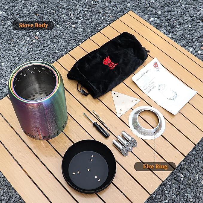 XL Portable Table Top Fire Pit, 12" Tabletop Smokeless Fire Pit, Low Smoke Burning Outdoor Stove Firepit Fueled by Pellets or Wood, for Urban & Suburbs, with Travel Bag,30.6x16.3cm