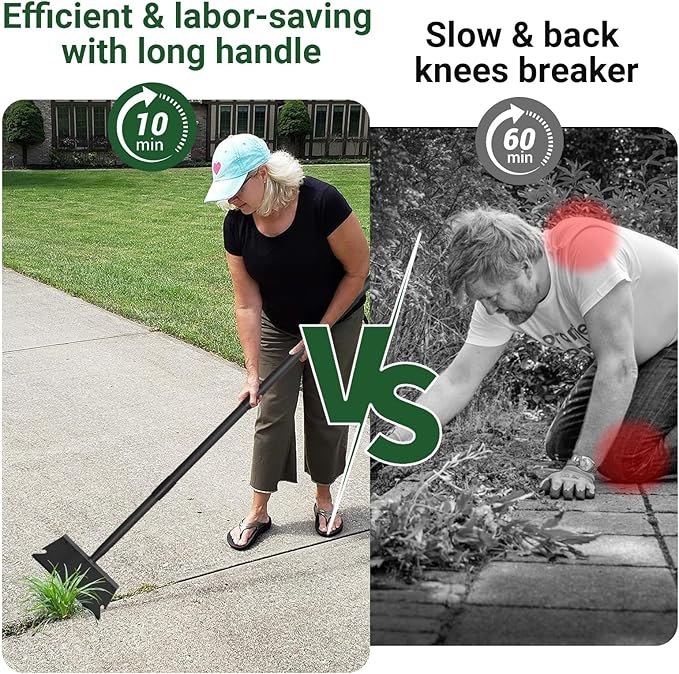 Garden Flat Shovel Scraper, Heavy Duty Floor Scraper with 59 Inch Long Handle, Outdoor Multifunctional Weed Cleaning Shovel for Gardening Edging Trenching Weeding and Removing Snow, Weeds, Dirty, Moss