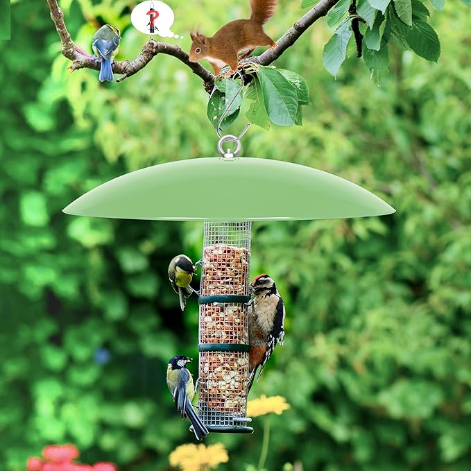 13" Bird Feeder Rain Guard, Hummingbird Feeder Shade Dome Cover, Hanging Squirrel Baffle for Bird Feeder Pole (Light Green), 2 Pack
